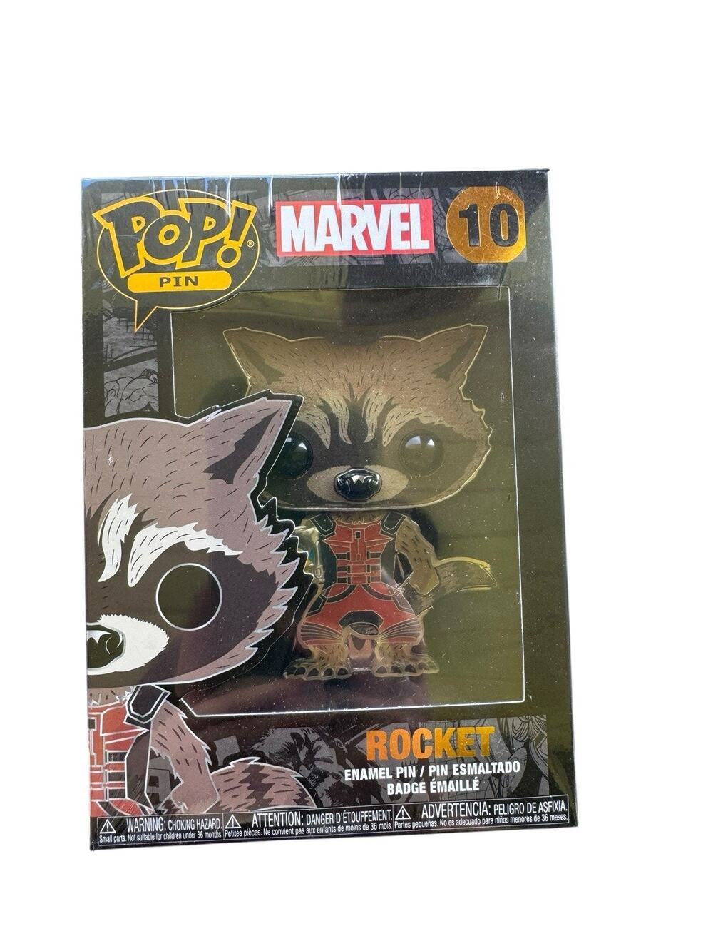 Funko Pop! Large Enamel Pin Marvel #10 Rocket Raccoon Guardians Of The Galaxy